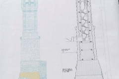 Planos de Seccion de la Torre Campanario de Ontinyent obra del arquitecto Santi Saurina..