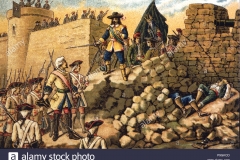 Escena del rechazo de la rendición. Asedio de Barcelona el 11-9-1714