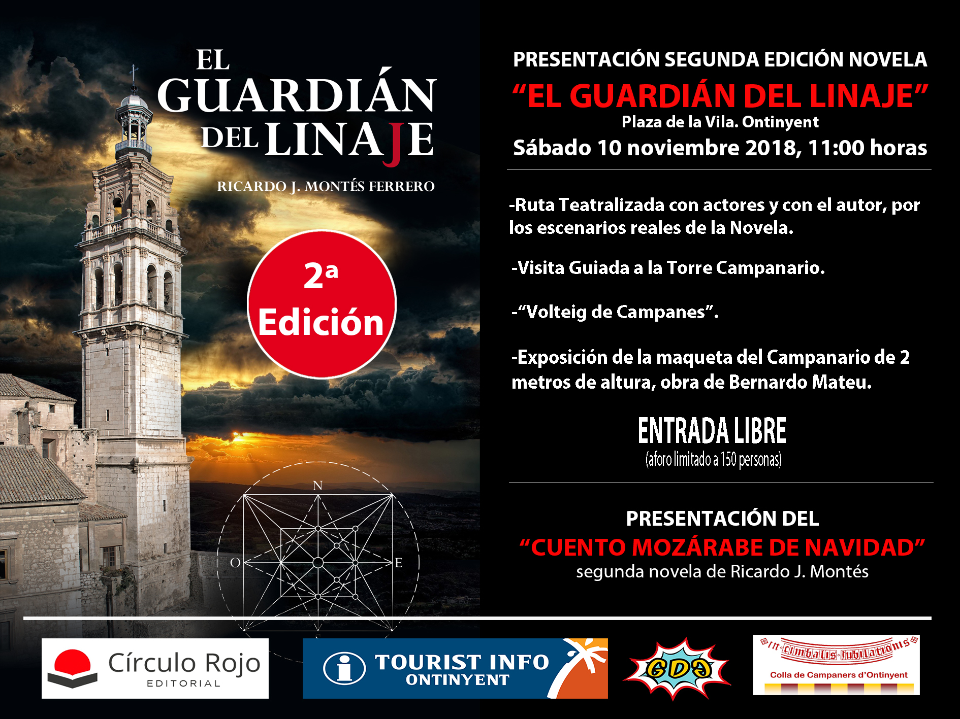 Cartel anunciador de la presentación de la Segunda Edición de la novela histórica "El Guardián del Linaje".