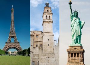 Torre Eiffel, Campanar Ontinyent, Estatua de la Libertad: Tres monumentos de la misma época.