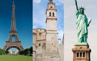 Torre Eiffel, Campanar Ontinyent, Estatua de la Libertad: Tres monumentos de la misma época.